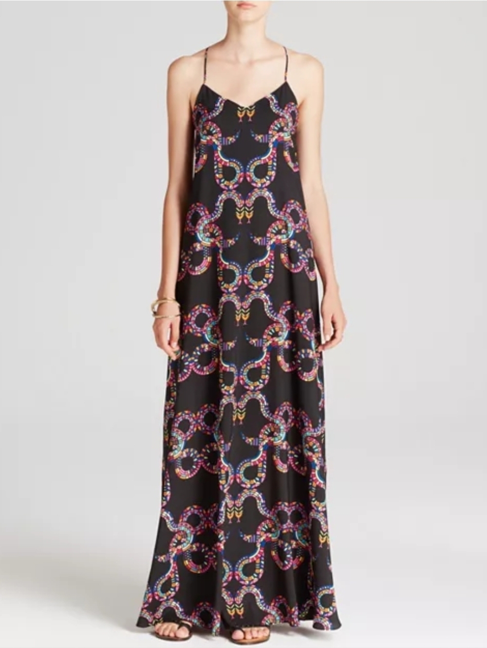 MARA HOFFMAN Snake Witch Print Black Maxi Summer Resort Beach Dress XS S